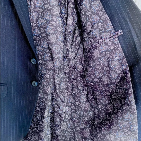 Designer wear blue 3 piece suit includes Jacket waistcoat & trousers. - Picture 7 of 8